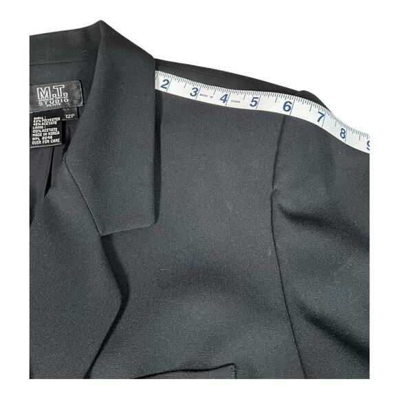 Morgan Taylor Studio Double Breasted Blazer Black Size 12P Professional Work 90s - Picture 8 of 11